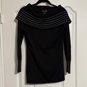 Black Sweater with Metallic Stud Accents